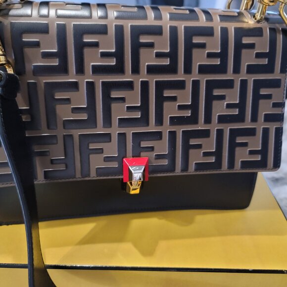 Fendi Kan I Medium Zucca FF Two-Tone Brown/Black - Picture 4 of 11